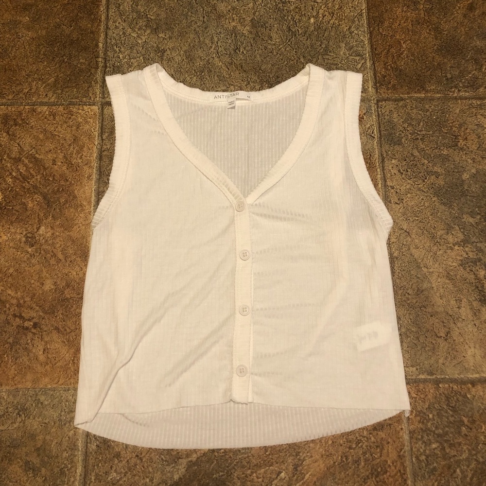 White button down tank top